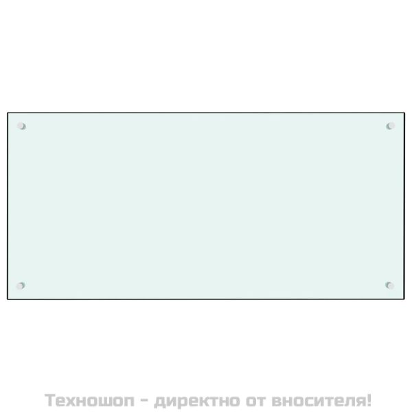 Кухненски гръб, бял, 100x50 см, закалено стъкло