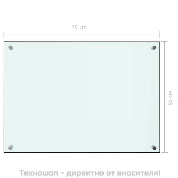 Кухненски гръб, бял, 70x50 см, закалено стъкло