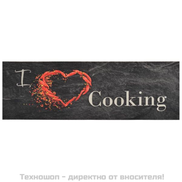 Кухненско килимче, миещо, Cooking, черно, 60x180 см, кадифе