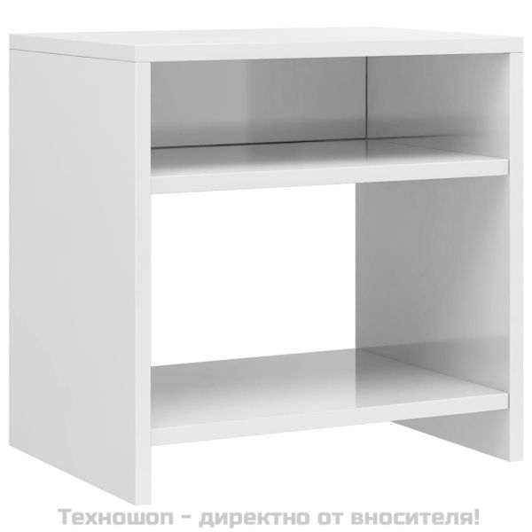 Нощни шкафчета, бял гланц, 2 бр, 40x30x40 см, инженерно дърво