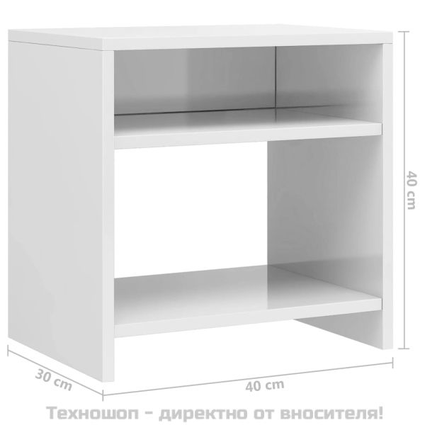 Нощни шкафчета, бял гланц, 2 бр, 40x30x40 см, инженерно дърво