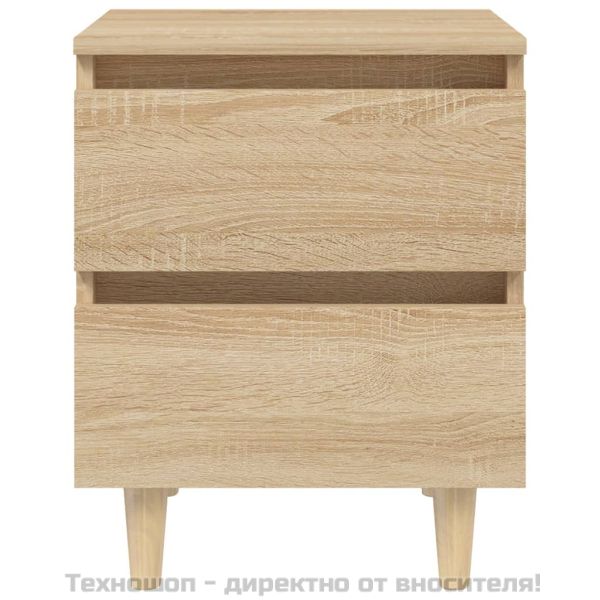 Нощно шкафче с крака от боров масив, дъб сонома, 40x35x50 см