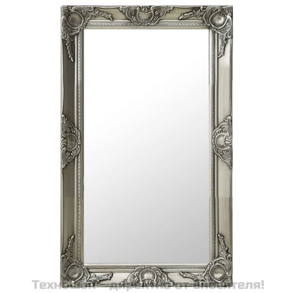 Стенно огледало, бароков стил, 50x80 см, сребристо