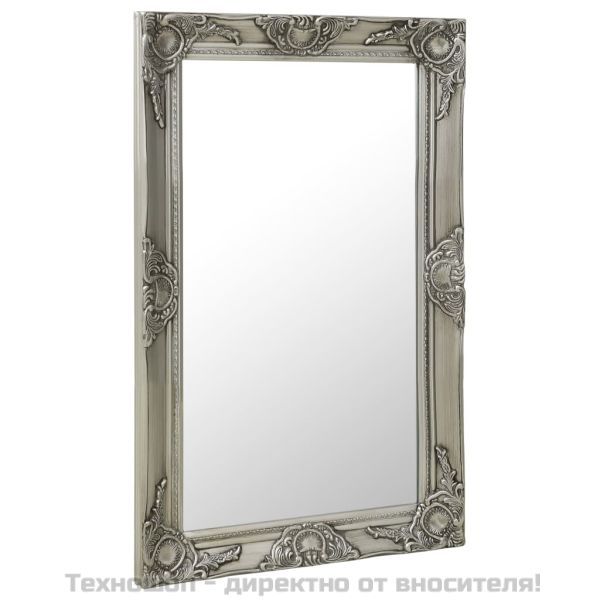 Стенно огледало, бароков стил, 50x80 см, сребристо