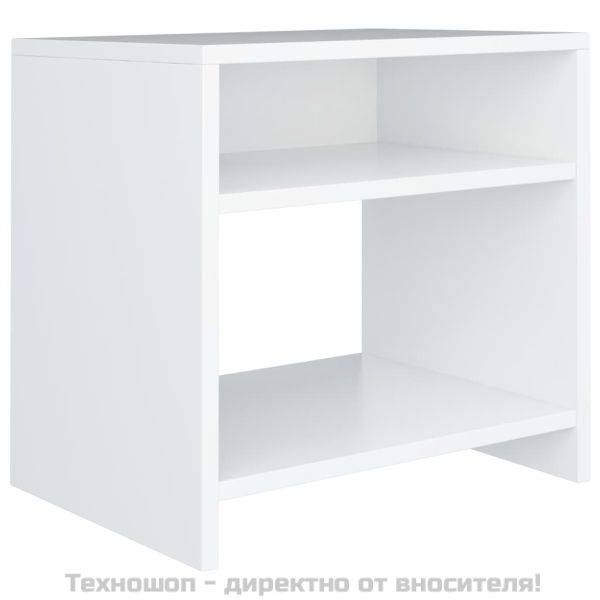 Нощни шкафчета, 2 бр, бели, 40x30x40 см, инженерно дърво