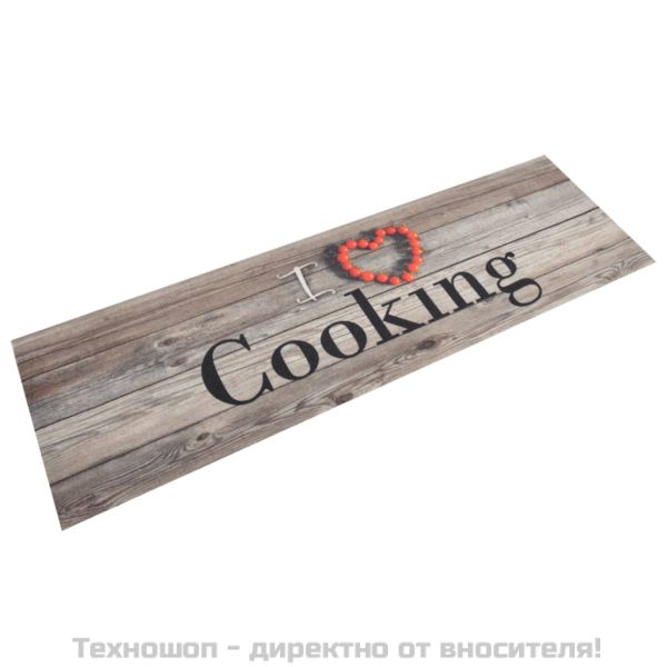 Кухненско килимче, миещо, Cooking, сиво, 45x150 см, кадифе