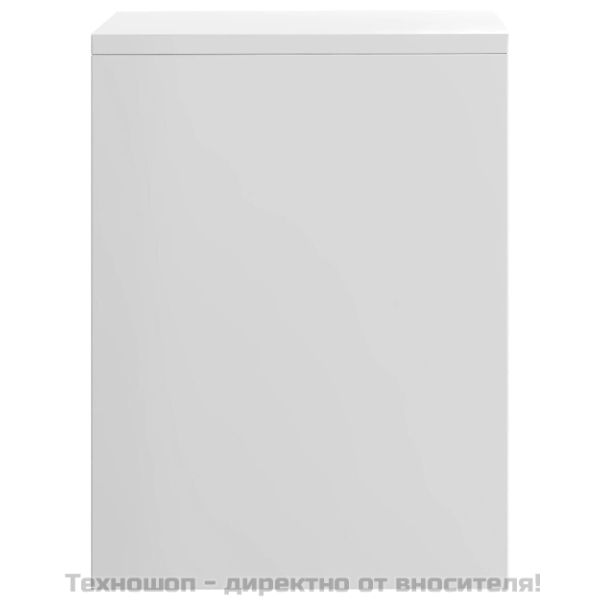 Нощно шкафче, бял гланц, 40x30x40 см, инженерно дърво