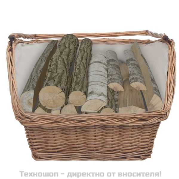 286989 Firewood Basket with Handle 61,5x46,5x58 cm Brown Willow