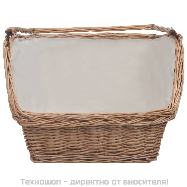 286989 Firewood Basket with Handle 61,5x46,5x58 cm Brown Willow