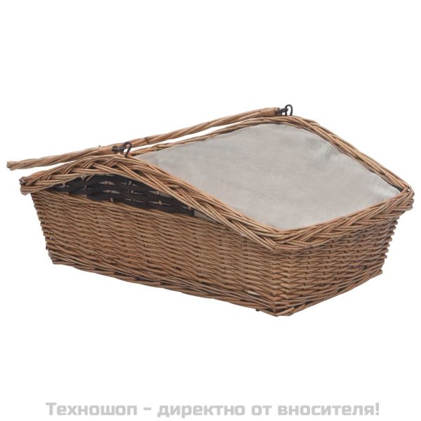 286989 Firewood Basket with Handle 61,5x46,5x58 cm Brown Willow