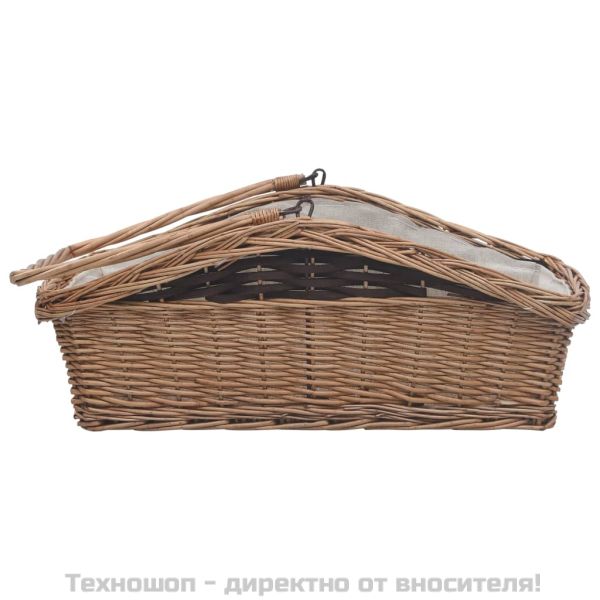 286989 Firewood Basket with Handle 61,5x46,5x58 cm Brown Willow