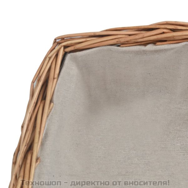 286989 Firewood Basket with Handle 61,5x46,5x58 cm Brown Willow