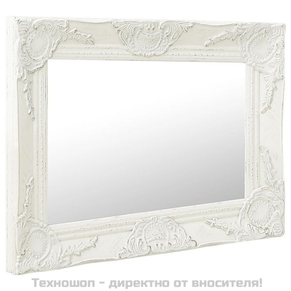 Стенно огледало, бароков стил, 50x40 см, бяло