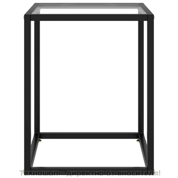 Кафе маса, черна, със закалено стъкло, 40x40x50 см