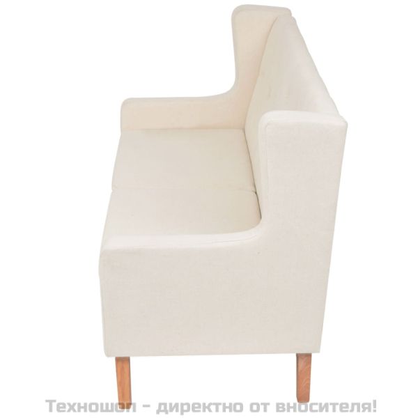 Комплект дивани от 3 части текстил кремавобял