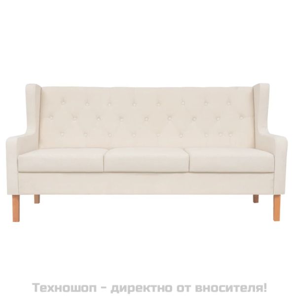 Комплект дивани от 3 части текстил кремавобял