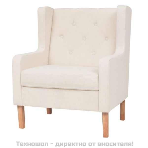 Комплект дивани от 3 части текстил кремавобял