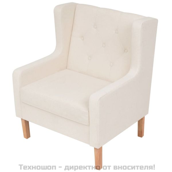 Комплект дивани от 3 части текстил кремавобял