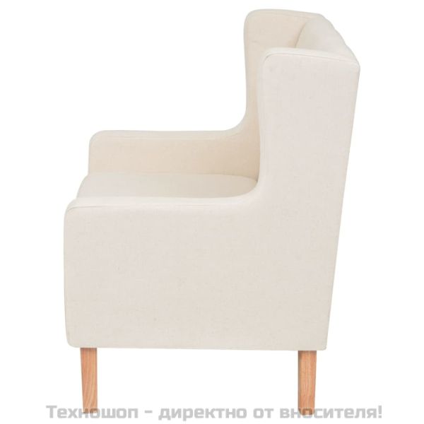 Комплект дивани от 3 части текстил кремавобял