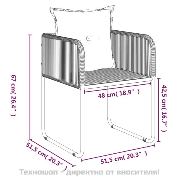 Градински трапезен комплект, 7 части, черен