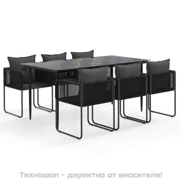 Градински трапезен комплект, 7 части, черен
