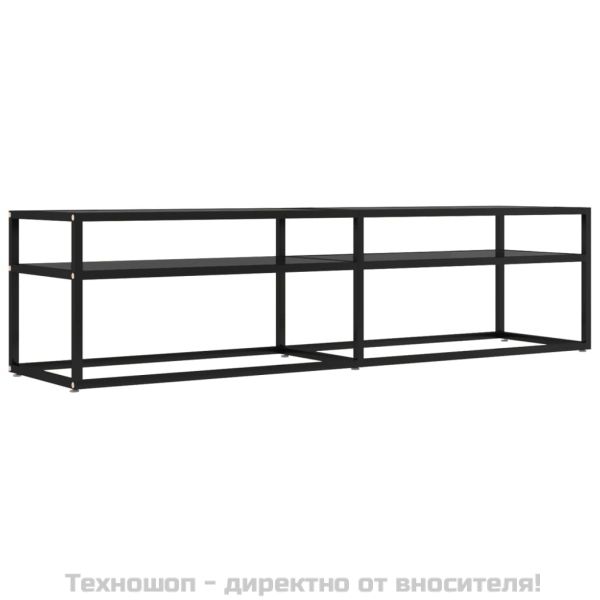 ТВ шкаф, черен, 160x40x40,5 см, закалено стъкло