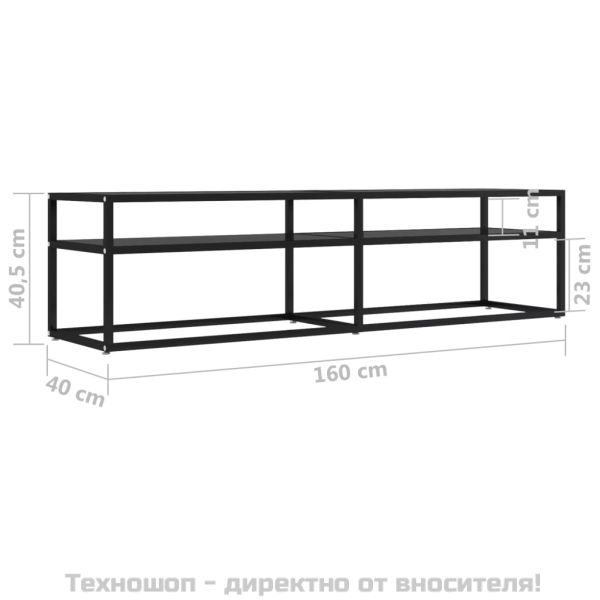 ТВ шкаф, черен, 160x40x40,5 см, закалено стъкло