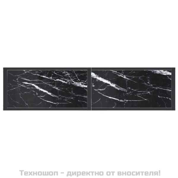 Конзолна маса, черен мрамор, 140x35x75,5 cм, закалено стъкло