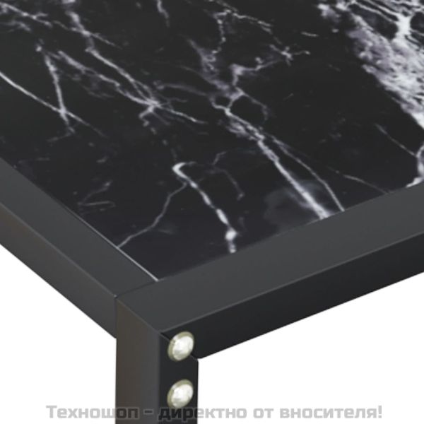 Конзолна маса, черен мрамор, 140x35x75,5 cм, закалено стъкло
