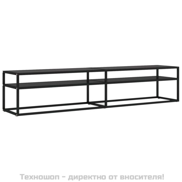 ТВ шкаф, черен, 200x40x40,5 см, закалено стъкло