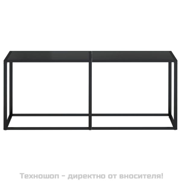 Конзолна маса, черна, 180x35x75,5 cм, закалено стъкло