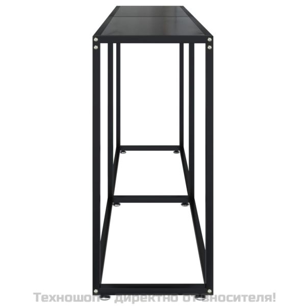 Конзолна маса, черна, 180x35x75,5 cм, закалено стъкло