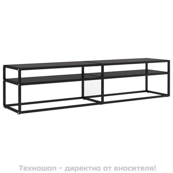 ТВ шкаф, черен, 180x40x40,5 см, закалено стъкло