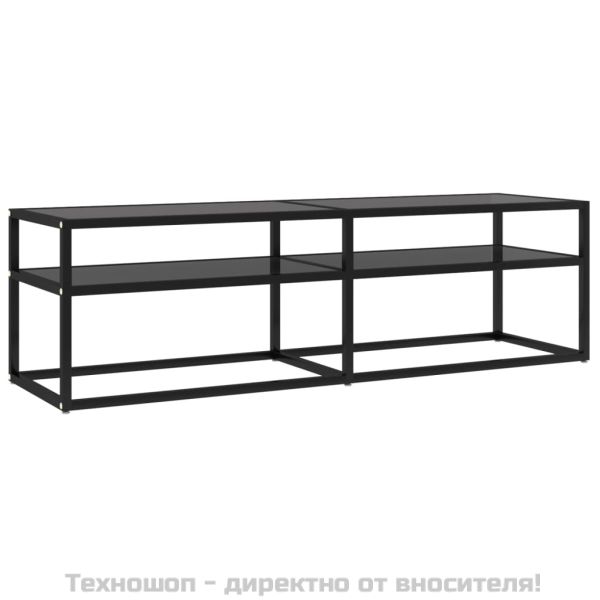 ТВ шкаф, черен, 140x40x40,5 см, закалено стъкло