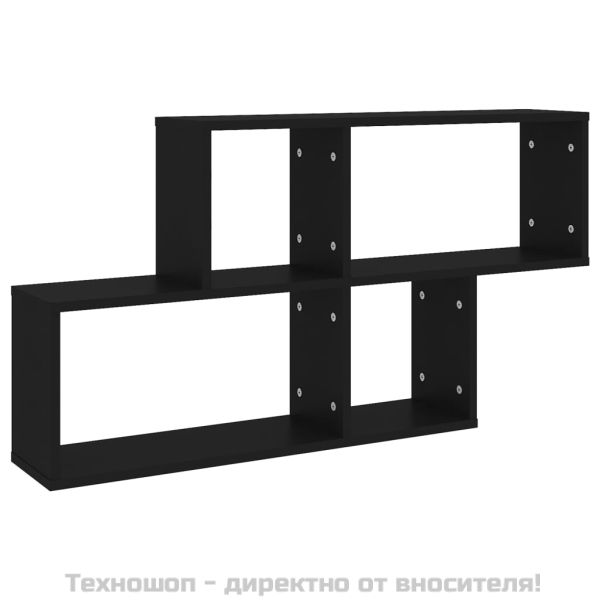 Стенен рафт, черен, 100x18x53 см, инженерно дърво