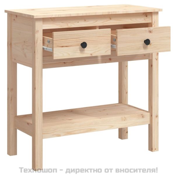 Конзолна маса, 75x35x75 см, борово дърво масив
