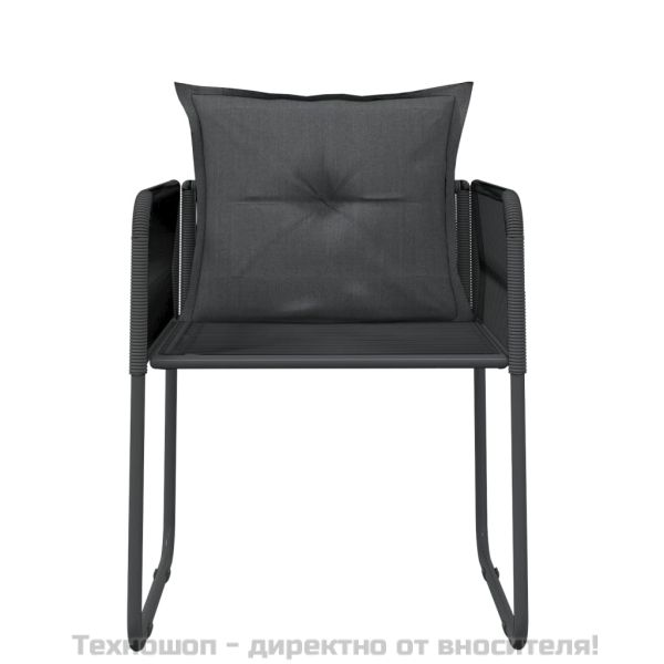 Градински трапезен комплект, 7 части, черен