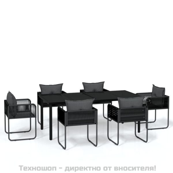 Градински трапезен комплект, 7 части, черен