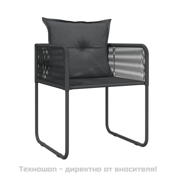 Градински трапезен комплект, 7 части, черен