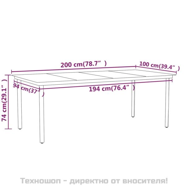 Градински трапезен комплект, 7 части, черен