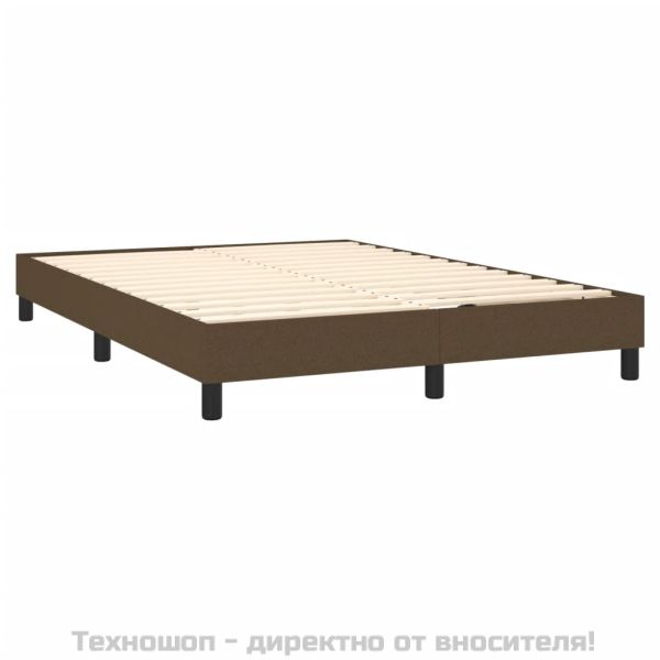Рамка за легло с пружини, тъмнокафява, 140x190 см, плат