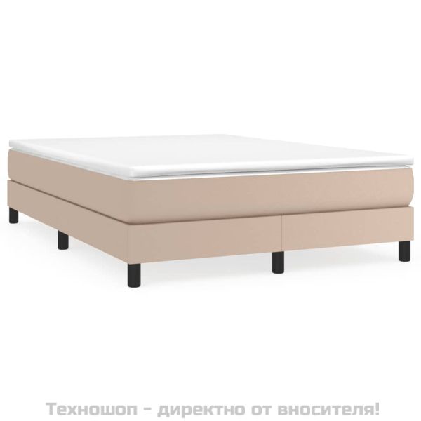 Рамка за легло с пружини, капучино, 140x200 см, изкуствена кожа