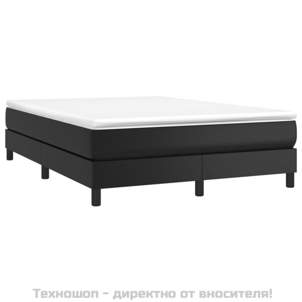 Рамка за легло с пружини черна 140x200 см изкуствена кожа