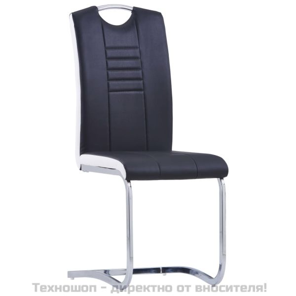 Конзолни трапезни столове, 4 бр, черни, изкуствена кожа