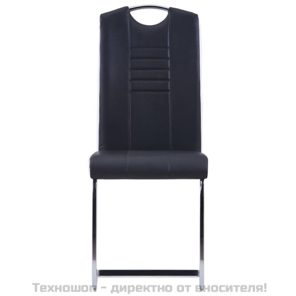 Конзолни трапезни столове, 4 бр, черни, изкуствена кожа