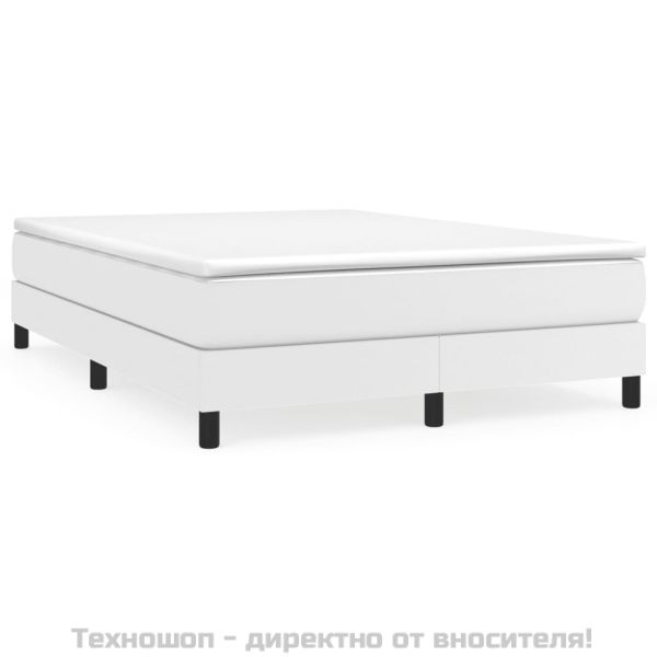 Рамка за легло с пружини бяла 140x200 см изкуствена кожа
