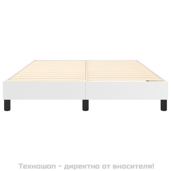 Рамка за легло с пружини бяла 140x200 см изкуствена кожа