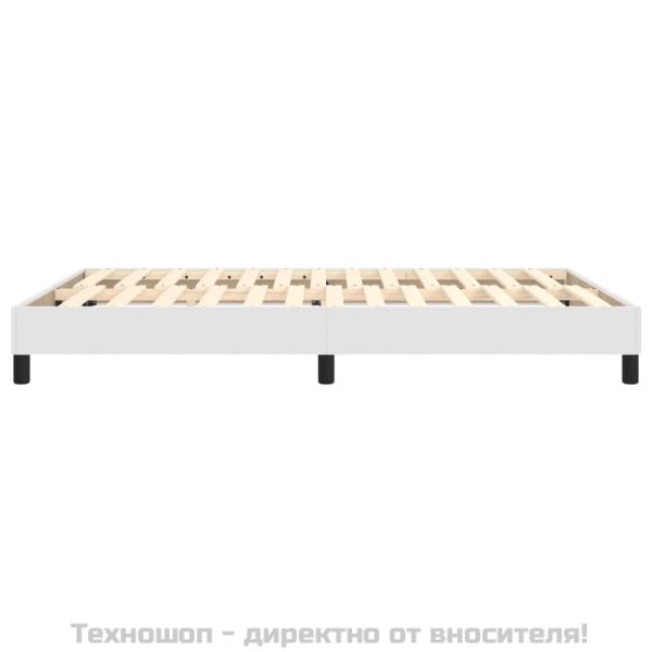 Рамка за легло с пружини бяла 140x200 см изкуствена кожа