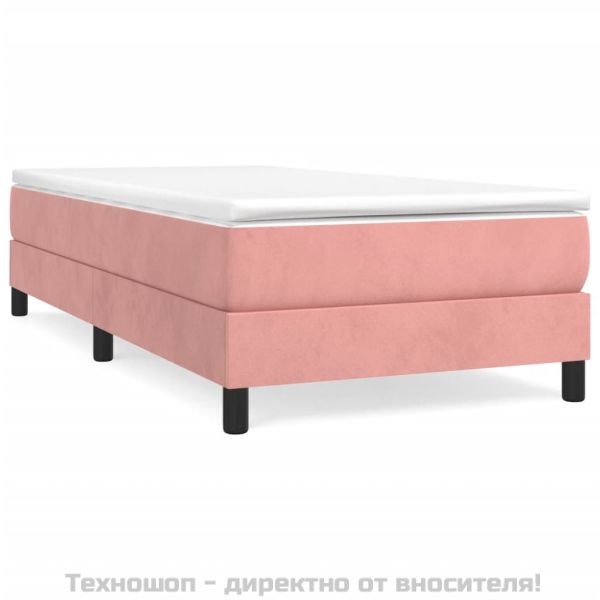 Рамка за легло с пружини, розова, 90x200 см, кадифе