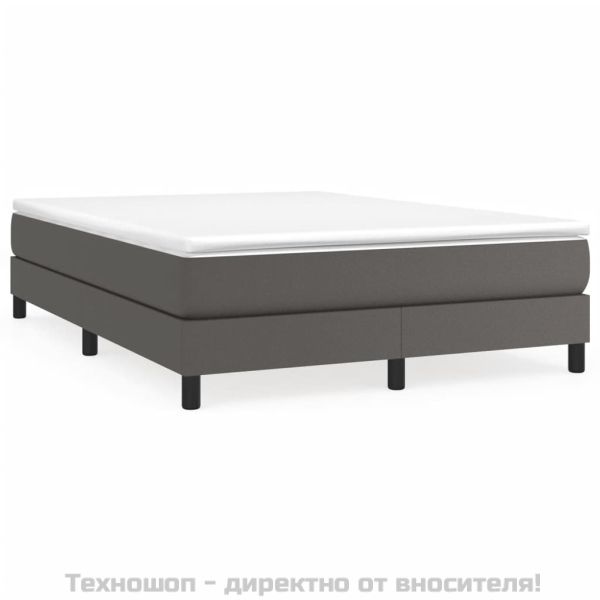 Рамка за легло с пружини сива 140x200 см изкуствена кожа